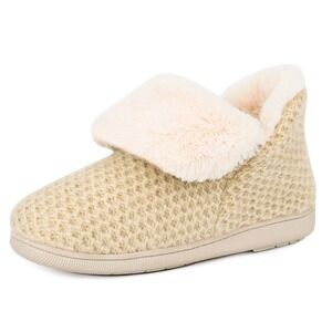 Women's LongBay Knit Bootie Slippers Beige Size 11-12 New With Tags